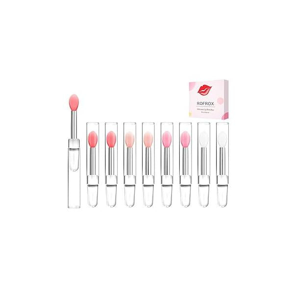Silicone Lip Brushes Tool, Lipstick Applicator with Caps for Makeup Beauty Brushes, Eyeshadow Brush Applying Mask Oil, Gloss, 8pcs/box Multi-colored