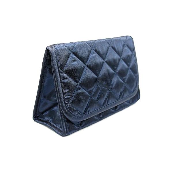 Marisa D'Amico Travel Portable Purse Size Makeup Case Cosmetic Bag with Mirror, Quilted Cotton