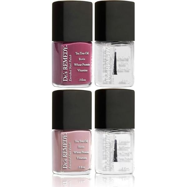 Dr’s Remedy 3 Pack Nail Polish Treatment Kit, RESTORATIVE Trio, Non Toxic and Organic All Natural Enriched Strengthener - CARESS Cuticle Oil/Hydration Treatment/TOTAL Two-in-One