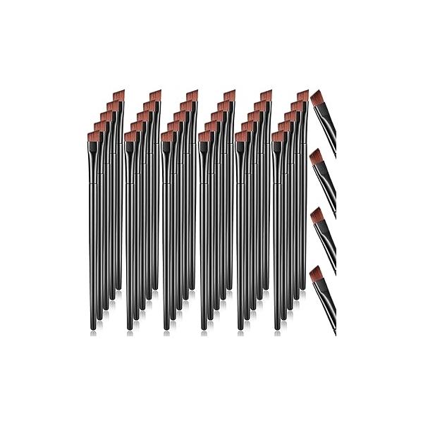 Gerrii 100 Pieces Disposable Angled Eyebrow Brushes Eye Liner Brush Angle Tinting for Women Girls Salon Beauty Cosmetic Make up Tool Esthetician Supplies(Black)