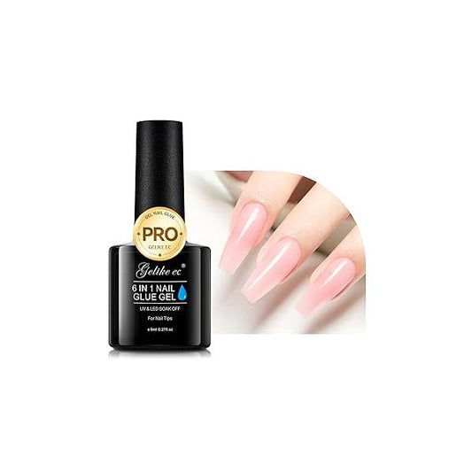 Gelike EC Pro Nail Glue & Strengthener: Clear 6-in-1 Adhesive for Repair - Strengthening Protein Perfect Home Salon Use UV Needed