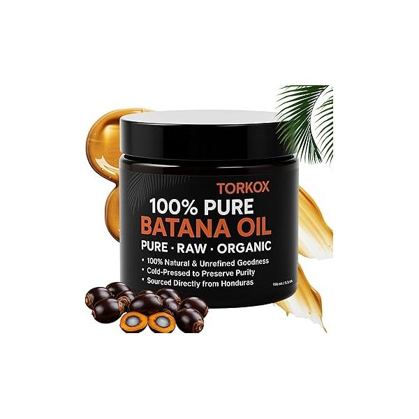 Organic Batana Oil for Hair Growth From Honduras | 100% Raw,Unrefined, Pure Dr Sebi Scalp Care Shine Men & Women Elaeis Oleifera Kernel Natural Cold Press Extraction 5.3Fl oz
