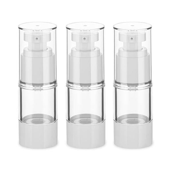 2.7OZ/80ML Clear Airless Pump Bottles, Lotion Dispenser Travel with Pump, Vacuum Plastic Size Bottle for Foundation, Creams, Cosmetic(3 Pack)
