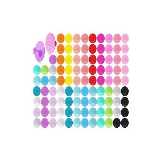 Roshtia 100 Pcs Silicone Face Scrubber Facial Cleansing Brush Handheld Soft Bristle Exfoliator Manual Wash for Massage Body Skin Care Pore Blackhead Removal, 20 Colors