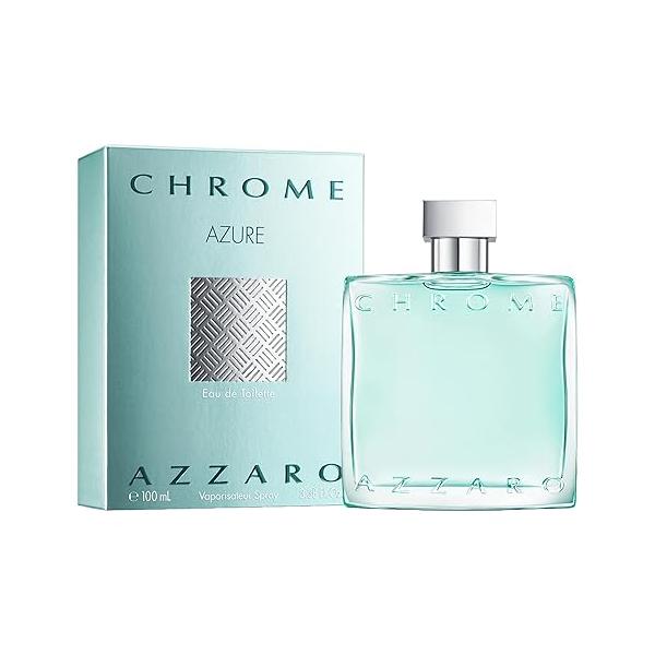Azzaro Chrome Azure Eau de Toilette - Aquatic & Fresh Mens Cologne for Summer Woody Earthy Fragrance Lasting Wear Scent Notes of Bergamot, Lavender, Marine - Perfumes Men, 3.3 Fl Oz