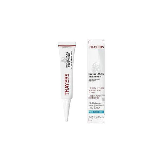 THAYERS Rapid Acne Treatment with 10% Sulfur, Sulfur Niacinamide and Glycolic Acid, Soothing Non-Stripping Skin Care, 0.68 Fl Oz