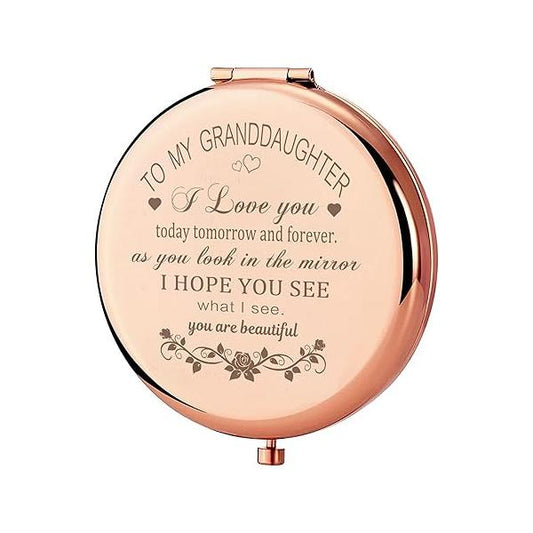 GAOLZIUY Granddaughter Gifts from Grandma and Grandpa, for Granddaughter, to My Makeup Compact Mirror Sliver, Birthday