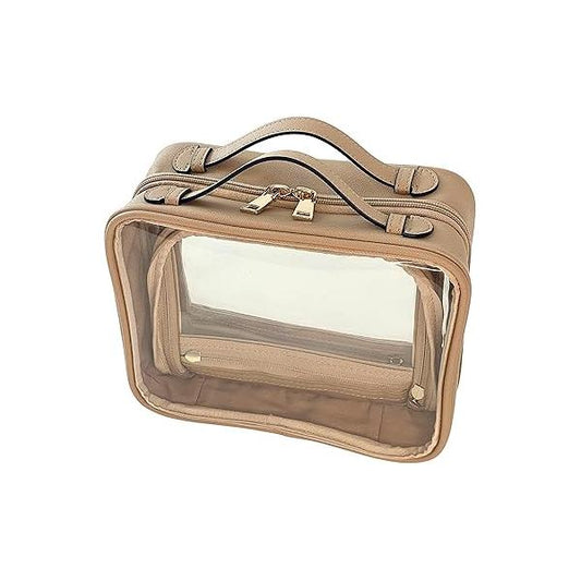 Clear Makeup Bag Toiletry for Women Cosmetic Case Large Capacity Travel Make Up Organizer Transparent Storage Compartment TSA Approved