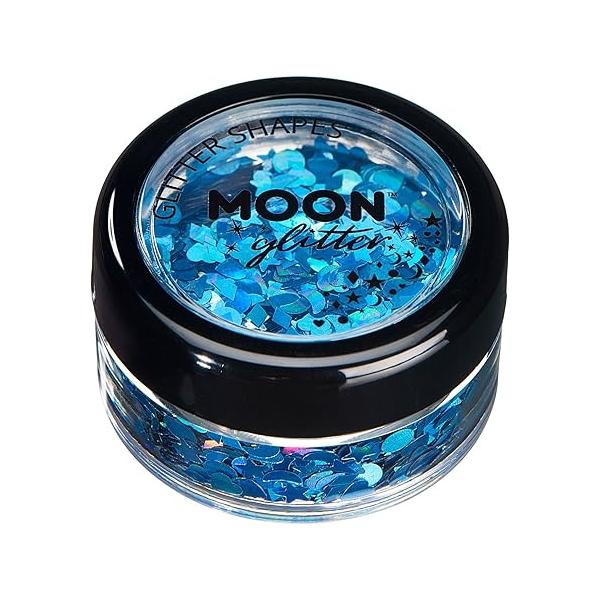 Holographic Glitter Shapes 100% Cosmetic for Face, Body, Nails, Hair and Lips - 0.10oz Silver