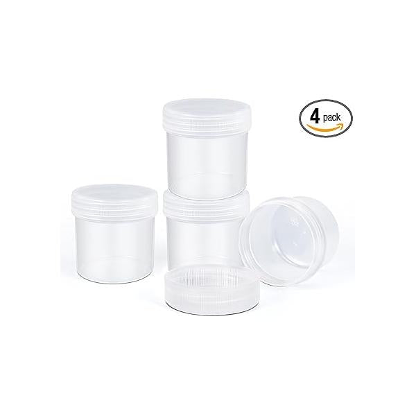 TSA Approved Wide Mouth Travel Size Containers, PP Clear Leak Proof Plastic Jars with Lids for Creams Lotion Cosmetic, Jewelry Beads, Sample, Small Items Storage (1.7 oz, 4 Pcs)