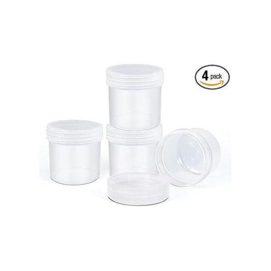 TSA Approved Wide Mouth Travel Size Containers, PP Clear Leak Proof Plastic Jars with Lids for Creams Lotion Cosmetic, Jewelry Beads, Sample, Small Items Storage (1.7 oz, 4 Pcs)