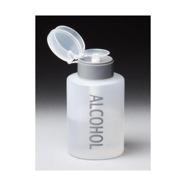 9oz Gray with Word Imprint Push Down Pump Dispenser Empty Refillerable Bottle Flip Top Cap - for Nail Polish, Travel, Cosmetics Packaging