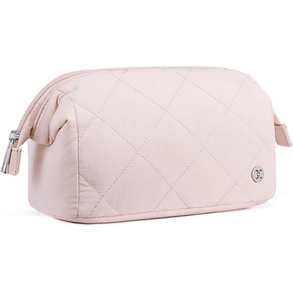 Telena Puffer Makeup Bags for Women, Nylon Puffy Padded Make Up Women Organizer Case, Wide-open Pouch Travel Essentials