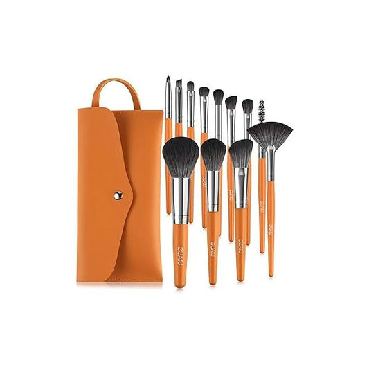 DUAIU Makeup Brushes Set 12Pcs Professional Brush Premium Synthetic Foundation Blending Face Powder Blush Concealers Eye Shadows Make Up Kit with Bag