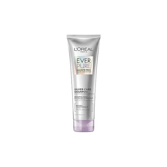 L'Oreal Paris EverPure Brightening and Nourishing Shampoo for Gray Hair, Sulfate-Free Vegan Formula with Peptides, 8.5 Fl Oz