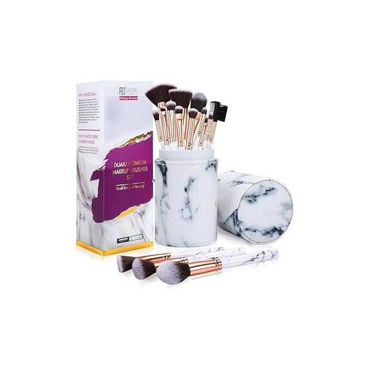 Makeup Brushes Set DUAIU 16PCS Marble Make up Foundation Eyeshadow Concealer Eyebrow Blush Face Mask Brush With Gift Box Up Tool（Pink)