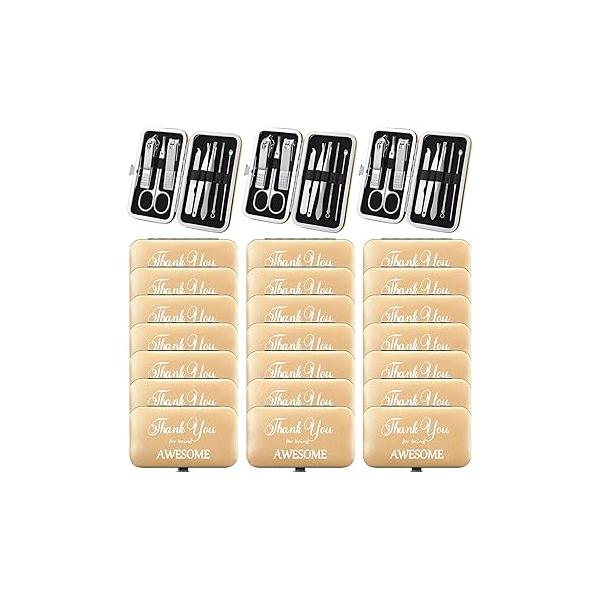 Therwen 24 Sets Manicure Set Nail Clippers 8 in 1 Stainless Steel Grooming Kit Thank You Appreciation Gift Professional Pedicure Tool for Men Women Personal Care(Race Red)