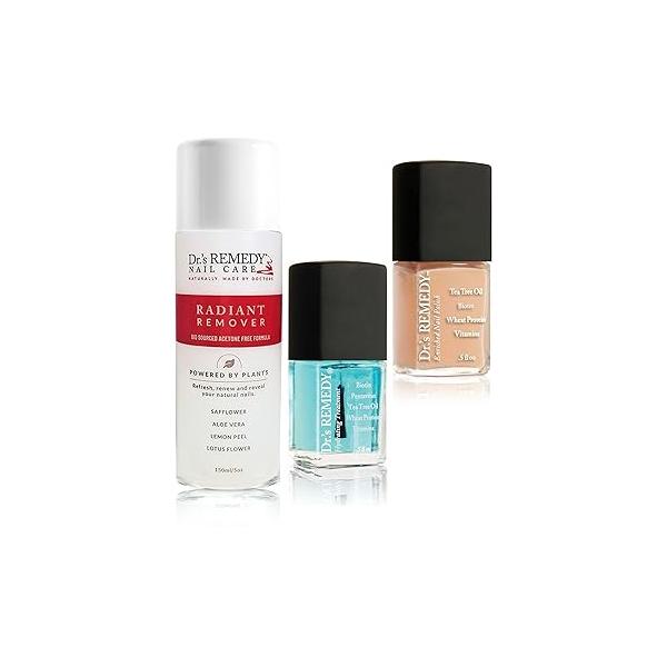 Dr’s Remedy 3 Pack Nail Polish Treatment Kit, RESTORATIVE Trio, Non Toxic and Organic All Natural Enriched Strengthener - CARESS Cuticle Oil/Hydration Treatment/TOTAL Two-in-One