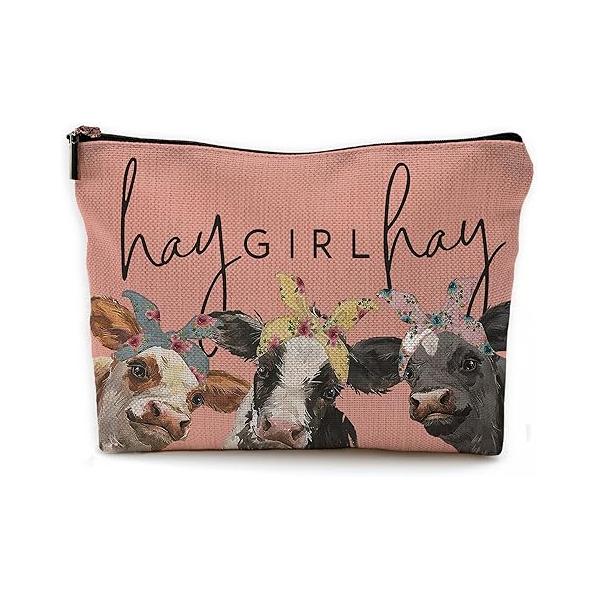 Cow Print Stuff - Western Makeup Bag, Bags For Women, Black Cosmetic Bag