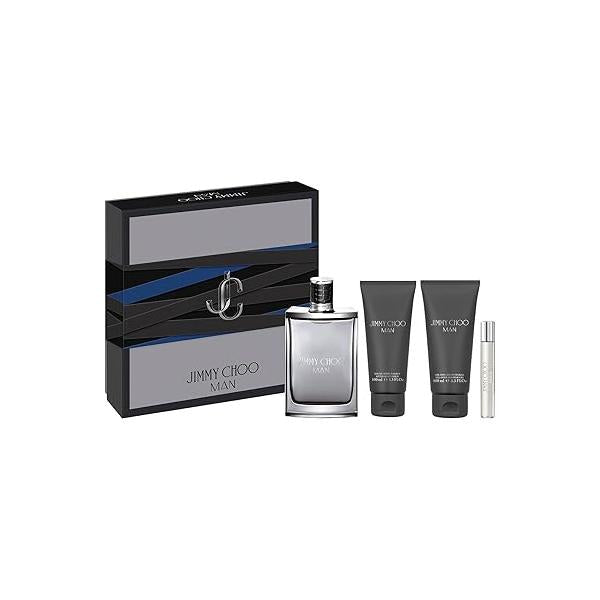 JIMMY CHOO Man 4 Piece Eau de Toilette Gift Set (Eau Spray, After Shave Balm, Perfumed Shower Gel, Travel Spray)