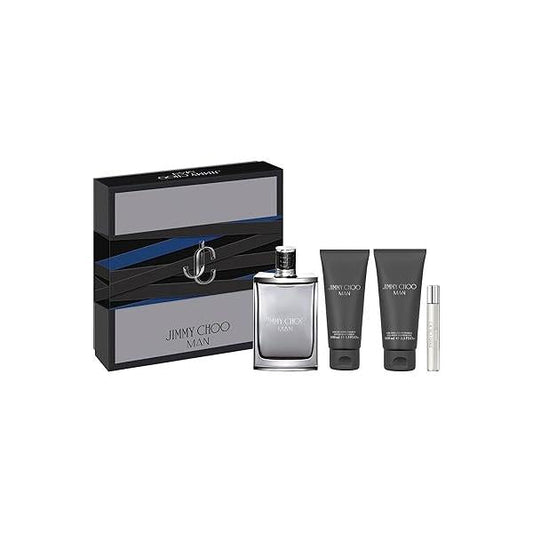 JIMMY CHOO Man 4 Piece Eau de Toilette Gift Set (Eau Spray, After Shave Balm, Perfumed Shower Gel, Travel Spray)