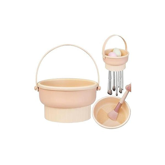 3 in 1 Makeup Brush Cleaner Mat, Brushes Cleaner, Silicone Cosmetic Cleaning Tool for Air Drying and Storage (Khkai)