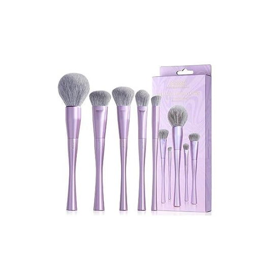 Jessup Makeup Brushes Face 5pcs, Premium Synthetic Make Up Set for Foundation Contour Blush Highlighter and Powder, Luxury Purple T514