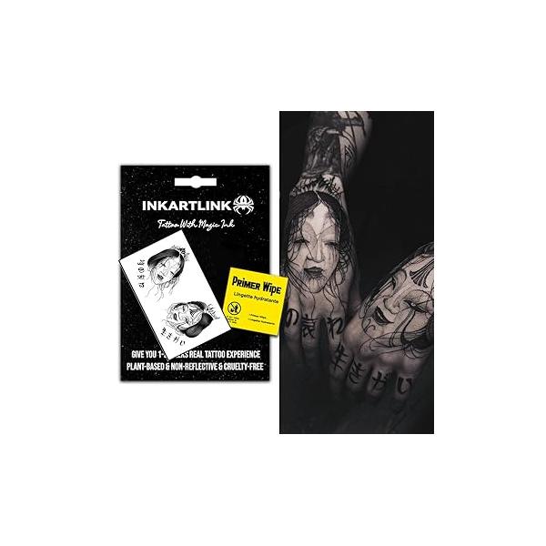 Temporary Tattoos, Semi Permanent Adult Art Designs, Waterproof Party Favors, Tattoo Stickers Realistic, No Adhesive, Lasts 1-2 Weeks (The devil is out of body)