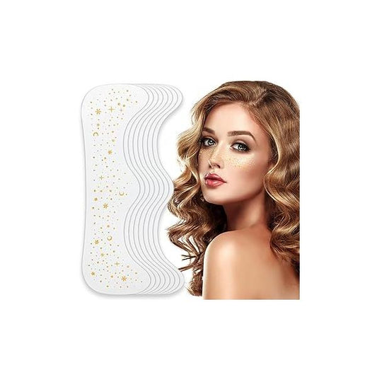 Makeup Patches - Gold Glitter Freckles Face Tattoo Sparkle Freckle for Women & Girls | Cosmetic