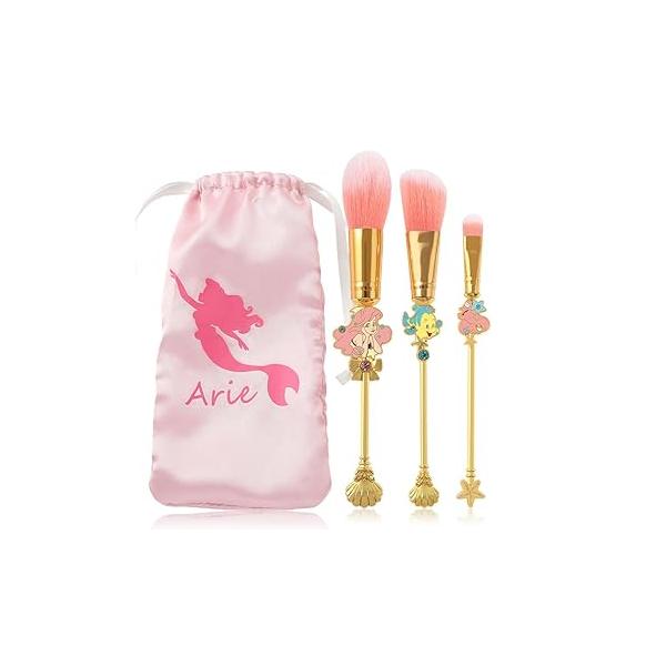 Snow White and Mermaid Makeup Brushes - Novelty Designed Classic Tales Theme Brush Set for Girls, Kawaii MakeupTool Gift Women (NEW Pink)