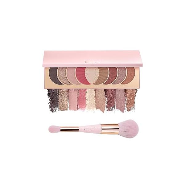 Color Nymph 9 Colors Eye Shadow Makeup Palette丨Blush Highlighter Bronzer Eyeshadow Powder Pallet, Travel Size Make Up Sets with Brush & Mirror, Long-lasting and Highly Pigmented - Naked