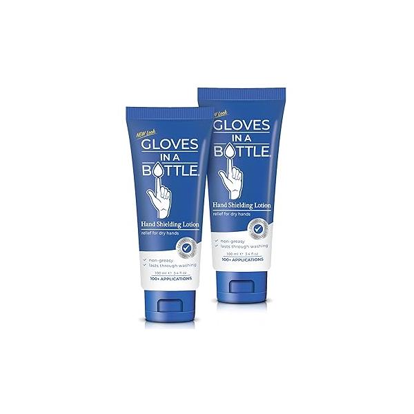 Gloves In A Bottle Psoriasis Eczema Relief Hand Lotion Travel Size - Shielding for Women, Men, 6 months old or older babies Cracked Hands Repair Cream 3.4 oz