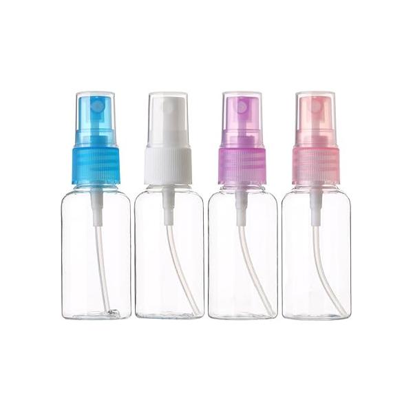 SINIDE Spray Bottles 60 ml / 2 oz, 4 Pack Empty Fine Mist Plastic Mini Travel Bottle Set, Portable Refillable Makeup Sprayer Containers for Perfume, Liquids, Aromatherapy, Small Size