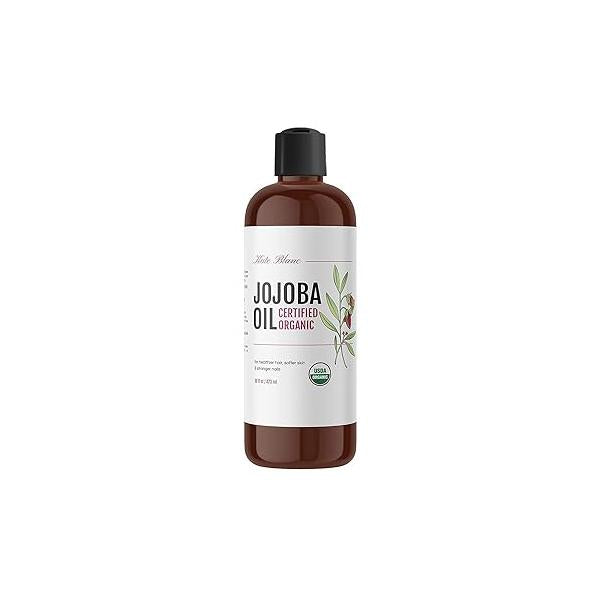 Kate Blanc Cosmetics Jojoba Oil for Hair, Face & Skin. Gua Sha Massage Dermaplaning (16oz, Organic, 100% Pure, Natural)
