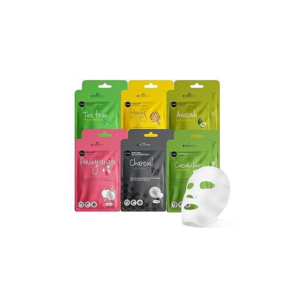 celavi Essence Facial Face Mask Paper Sheet Korea Skin Care Moisturizing 12 Pack (Mix - 2 of Each)