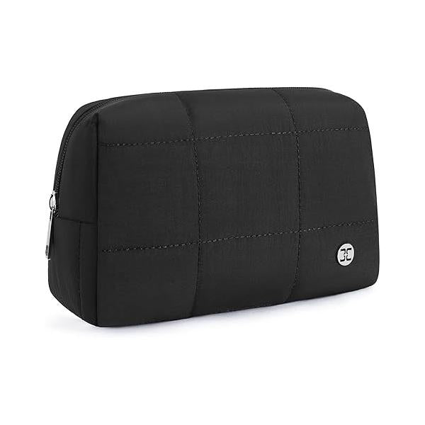 Telena Puffer Makeup Bags for Women, Nylon Puffy Padded Make Up Women Organizer Case, Wide-open Pouch Travel Essentials