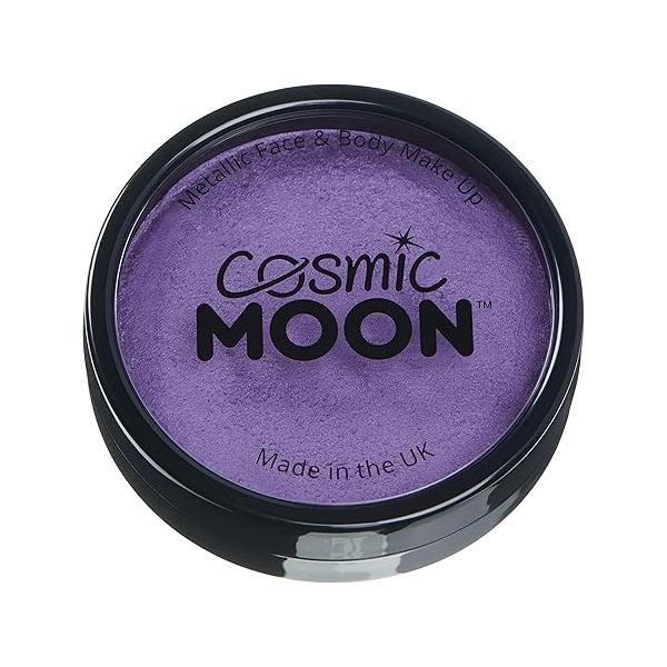 Metallic Pro Face & Body Paint Cake Pots by Cosmic Moon - Silver Professional Water Based Makeup for Adults, Kids 1.26oz
