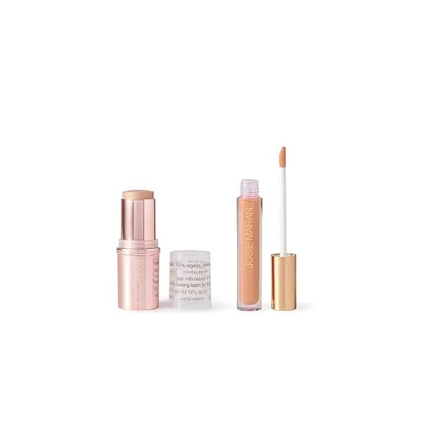 Josie Maran Color Stick & Lip Gloss Makeup Set - Argan Oil-Based Balm for Lips, Cheeks Eyes + Hyaluronic Acid Infused Plumping (2 Piece Set)