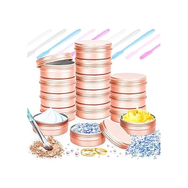 MotBach 16 Pack 1oz Tin Jars, 30ml Metal cans, 1Ounce Aluminum tin can jar Containers with Screw Lid for Lotion Bars, Toiletries, Creams, Samples, Makeup Cosmetic, Spices, Salve, Balms, Beard Balm