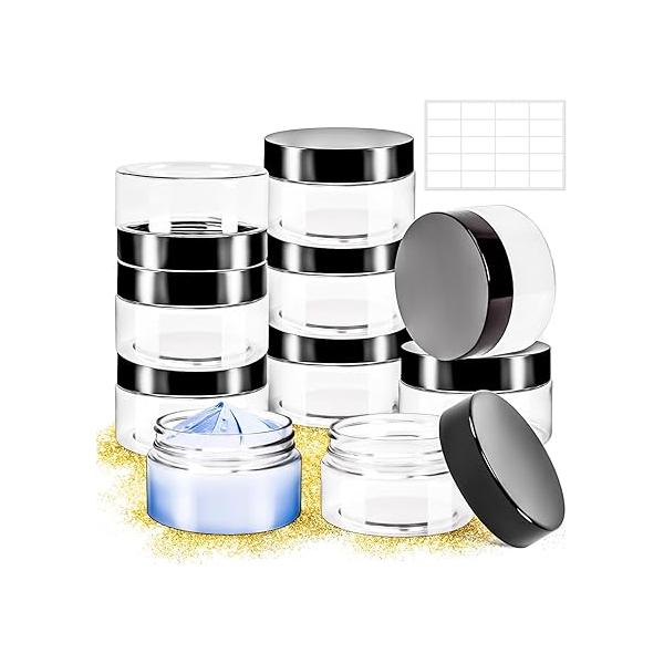 MotBach 10 Pack 4oz Plastic Jars with Lids, 120ml Clear Round Cosmetic Containers Makeup Jars,Travel Size Container Jar for Lotion Cream Eyeshadow Sample Powder Slime Ointment Salve Balm Storage