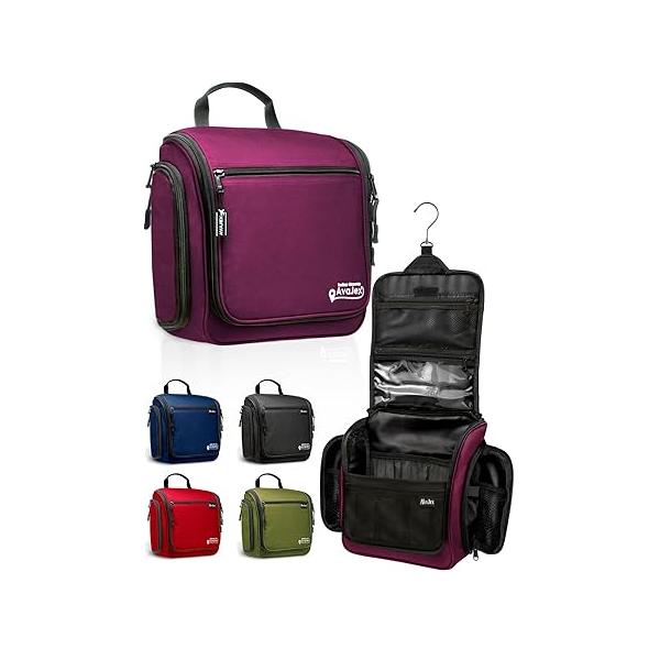 Travel Toiletry Bag for Men and Women - Large Hanging Organizer Waterproof Hygiene with Metal XXL Swivel Hook, YKK Zippers 19 Compartments Toiletries, Makeup, Cosmetics