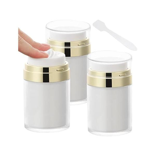 Segbeauty 3.38oz Airless Pump Jar, Empty Makeup Containers 100ml Vacuum Bottle Dispenser, 3pcs Refillable Jar Travel Bottles for Toiletries Moisturizer Container Size Lotion