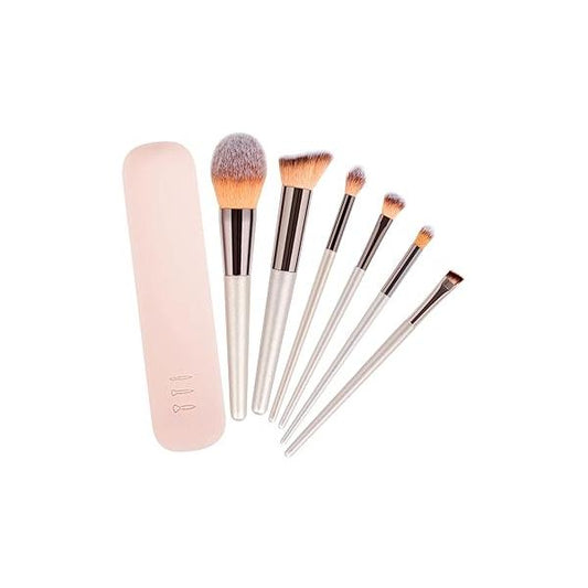 EasYoung Travel Makeup Brush Pouch Sets, 1PCS Magnetic Anti-Fall Out Silicone Portable Cosmetic Brushes Holder + 6PCS