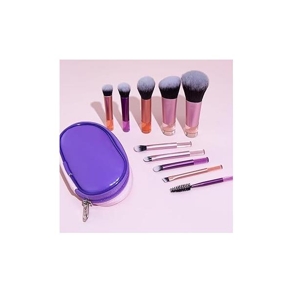Portable ON THE GO Makeup Brush Set, COSHINE 10pcs Easy-taken Mini Full Complete Function Cosmetic Brushes Kit with Pouch (black)