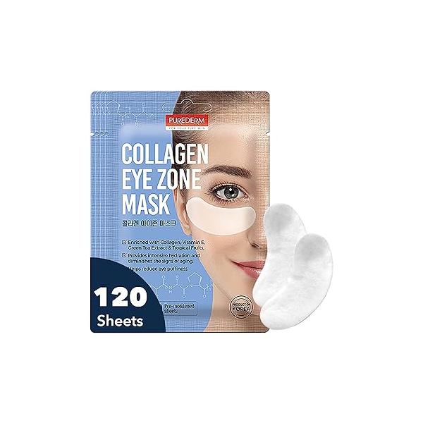 Purederm Deluxe Collagen Eye Mask Pads For Women 4 Pack Of 30 Sheets/Natural Patches With Anti-aging and Wrinkle Care Properties/Help Reduce Dark Circles Puffiness