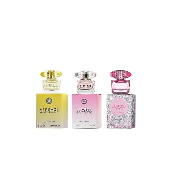 Versace Perfume Gift Set for Women - Mini Variety Trio Collection Absolu, Bright Crystal, Yellow Diamond