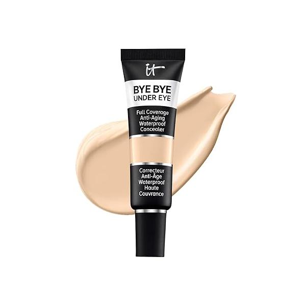 IT Cosmetics Bye Under Eye Concealer - Waterproof Full Coverage For Dark Circles, Fine Lines, Redness & Discoloration, Formulated with Hyaluronic Acid, Natural Finish - 0.4 fl oz