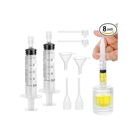 Segbeauty 5ml Perfume Refill Tool Kit, 8pcs Plastic Clear Dispenser Transfer Set, Funnel Cosmetic Pump for Travel Refillable Atomizer