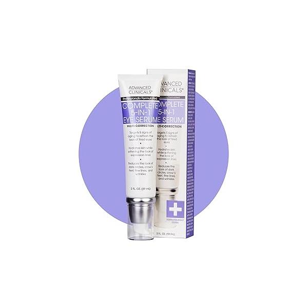 Advanced Clinicals Collagen Serum For Face | Visible Anti Aging Peptide + Hyaluronic Acid Moisturizer Improves Look Of Wrinkles, Dry Skin, & Fine Lines, No added Fragrance, 1.75 Fl Oz