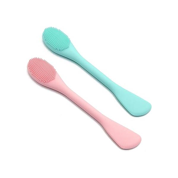 Silicone Face Mask Applicator Brush,Soft DIY Skincare Tools,Scrubber Exfoliator,Facial Cleansing Brush for Deep Gentle Exfoliating (Orange/Green)